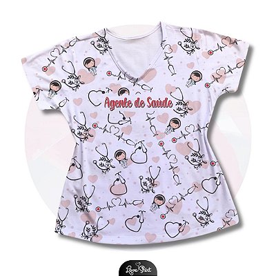 T-SHIRT PROFISSÃO AGENTE DE SAÚDE VARIADA MULHER