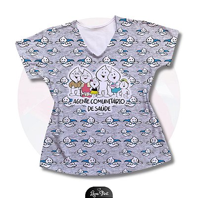 T-SHIRT PROFISSÃO AGENTE DE SAÚDE FAMÍLIA GOTINHA MESCLA