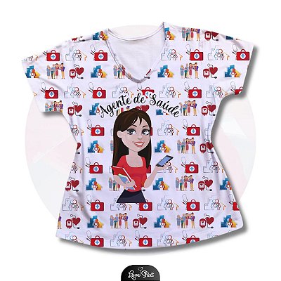 T-SHIRT PROFISSÃO AGENTE DE SAÚDE MULHER FD VARIADO