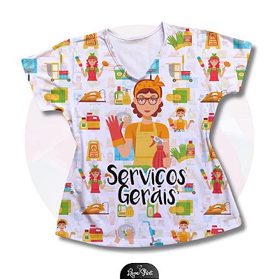 T-SHIRT PROFISSÃO SERVIÇOS GERAIS MULHER FD VARIADO 05
