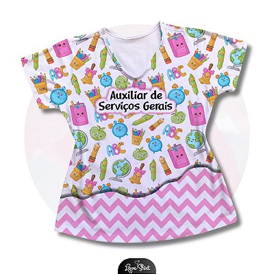 T-SHIRT PROFISSÃO AUXILIAR DE SERVIÇOS GERAIS BARRA ROSA FD VARIADO