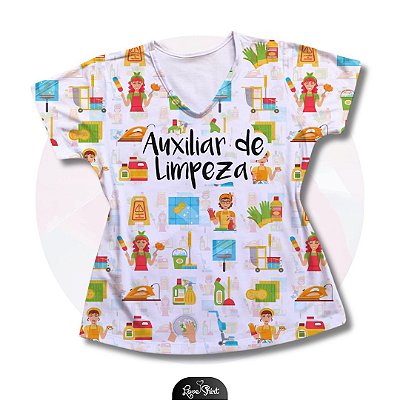 T-SHIRT PROFISSÃO AUXILIAR DE LIMPEZA VARIADA 06
