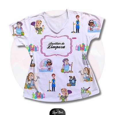 T-SHIRT PROFISSÃO AUXILIAR DE LIMPEZA VARIADA 04