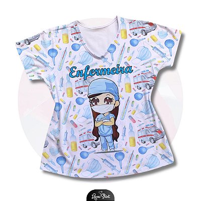 T-SHIRT PROFISSÃO ENFERMEIRA MULHER FD AMBULÂNCIA VARIADA