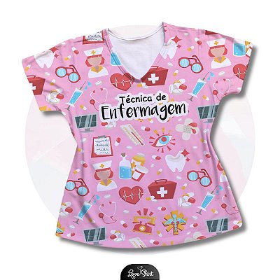 T-SHIRT PROFISSÃO TÉCNICA DE ENFERMAGEM VARIADA ROSA 02