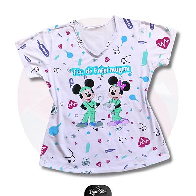 T-SHIRT PROFISSÃO TÉCNICA DE ENFERMAGEM MICKEY E MINNIE