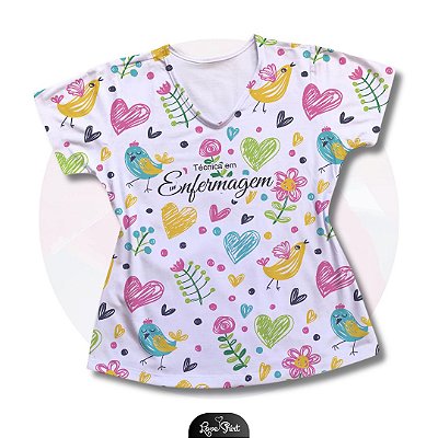 T-SHIRT PROFISSÃO TÉCNICA DE ENFERMAGEM FD FLORAL