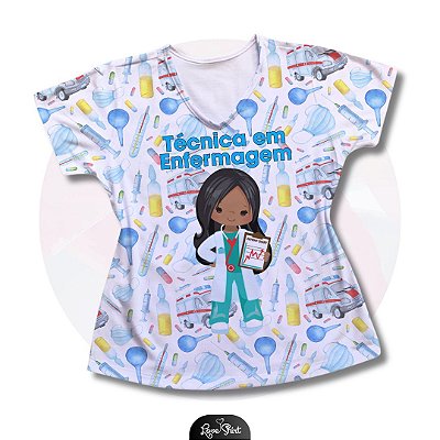 T-SHIRT PROFISSÃO TÉCNICA DE ENFERMAGEM MULHER AMBULÂNCIA VARIADA 02