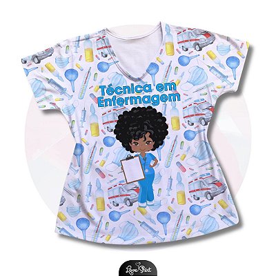 T-SHIRT PROFISSÃO TÉCNICA DE ENFERMAGEM MULHER AMBULÂNCIA VARIADA
