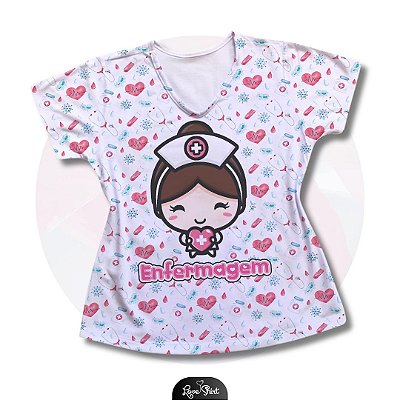 T-SHIRT PROFISSÃO ENFERMAGEM CORAÇÃO VARIADA