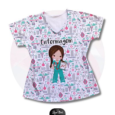 T-SHIRT PROFISSÃO ENFERMAGEM BONECA FD VARIADO 6