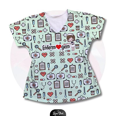 T-SHIRT PROFISSÃO ENFERMAGEM VARIADA FD VERDE