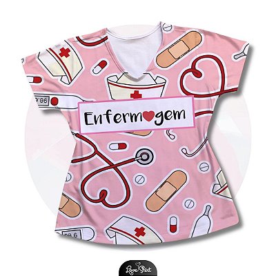 T-SHIRT PROFISSÃO ENFERMAGEM VARIADA FD ROSA
