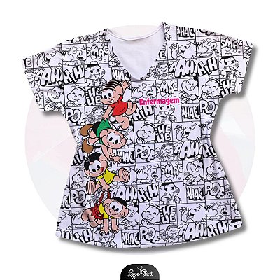 T-SHIRT PROFISSÃO ENFERMAGEM TURMA DA MÔNICA FD QUADRINHOS