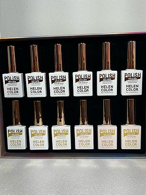 Kit 12 Esmaltes em Gel Helen Color Luar Branco 15ml