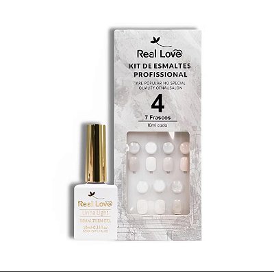 Kit com 7 Esmaltes em Gel de 10ml cada com Expositor Nº4 Real Love