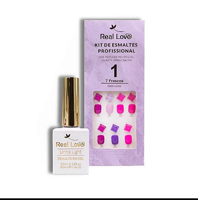 Kit com 7 Esmaltes em Gel de 10ml cada com Expositor Nº1 Real Love