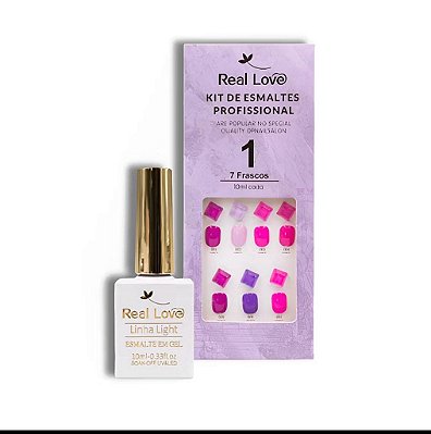 Kit com 7 Esmaltes em Gel de 10ml cada com Expositor Nº1 Real Love