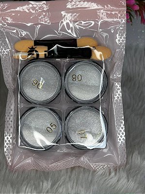Kit Pó Cromado com Glitter Fino 4 cores Dafu
