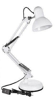 Luminária de Mesa Articulada Pixar com Base Branca