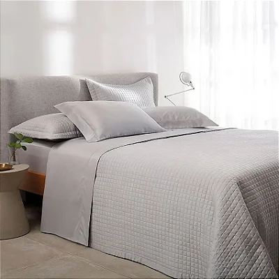 Jogo de Cama Queen Cetim 300 Fios Buddemeyer Bud Vision New Colors II 100% Algodão Penteado Prata 4 peças
