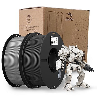 Filamento Creality para Impressoras 3D, 1,75mm, Ender PLA - Kit com 2Kgs - Cinza+Preto