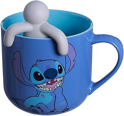 CANECA 350ML C/INFUSOR P/ CHA STITCH RELAXE