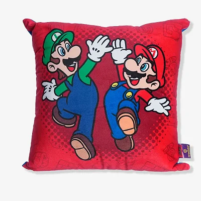 ALMOFADA FIBRA VELUDO 40X40CM MARIO E LUIGI