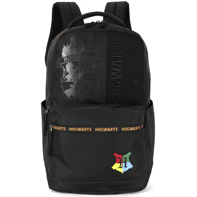 MOCHILA DE COSTAS HARRY POTTER ESCUDO CASAS PRETO