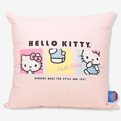 ALMOFADA FIBRA VELUDO 40X40CM HELLO KITTY LACO ROSA