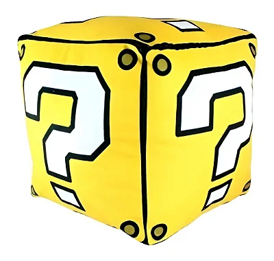 ALMOFADA FORMATO FIBRA CUBO MARIO INTERROGAÇÃO