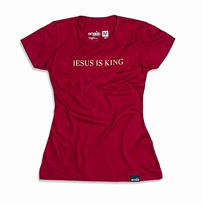 CAMISETA FEMININA JESUS IS KING VINHO