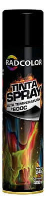 Tinta Spray Alta Temperatura 600ºC Preto Fosco Radnaq 400ml
