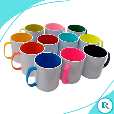 Kit 36 Canecas de Plástico Polímero 325 ml Interior Colorido P/ Sublimação