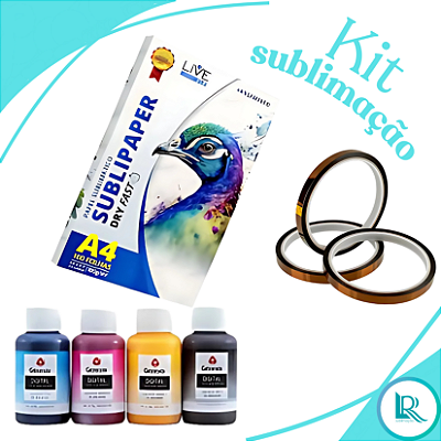 Kit Sublimatico Papel Live A4 + Tinta Gênesis + Fita Térmica 6x33