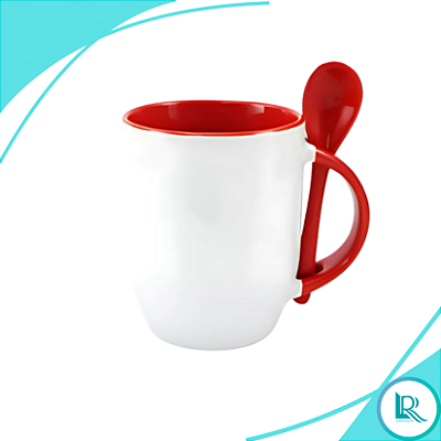 Caneca C/ Colher Alça vermelha