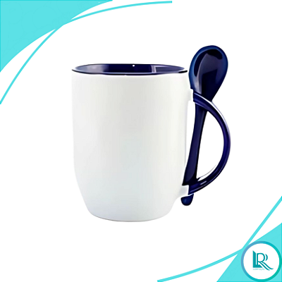 Caneca C/ Colher Alça Azul Royal