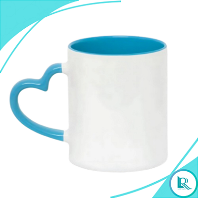 Caneca Alça Coração e Interior Colorida P/ Sublimação