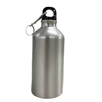 Garrafa Alumínio Mosquetão 500ml Prata Sublimatica - 4 UNIDADES