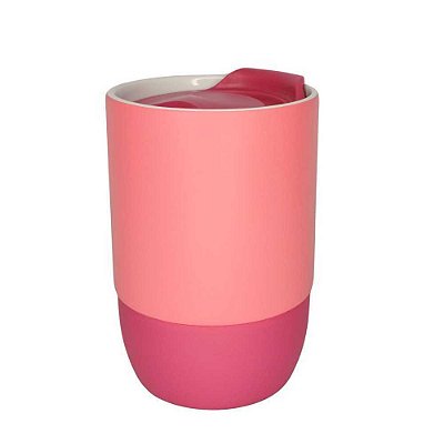 Copo com Tampa e Base Silicone 325ml Budy Live Matte - ROSA