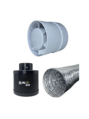 Kit Exaustão Axial DNA420 Bivolt com Filtro de Carvão Recarregável [100mm a 150mm]