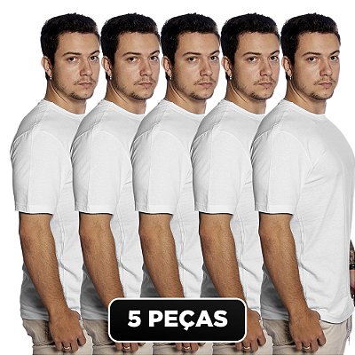 Kit 5 Peças Camiseta Básica 100% Algodão Lisa Masculina