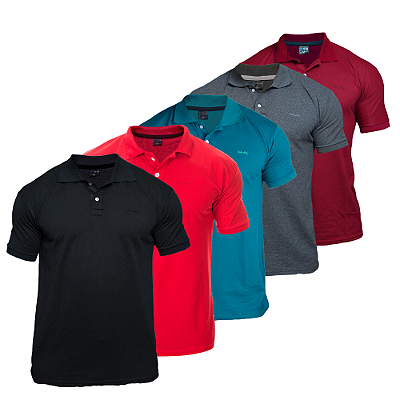 Kit 5 Camisas Gola Polo Masculina Piquet de Algodão