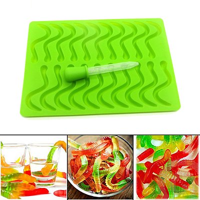 Molde de Silicone Atacado Bala Gelatina Minhoca Com Conta Gotas