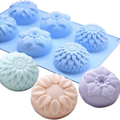 Molde Forma Silicone Atacado Sabonete 6 Cavidades Flor Floral S16