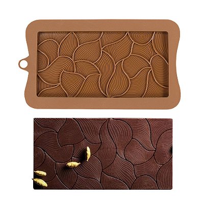 Forma Molde de Silicone Atacado Barra De Chocolate Folhas 15x8 Cm