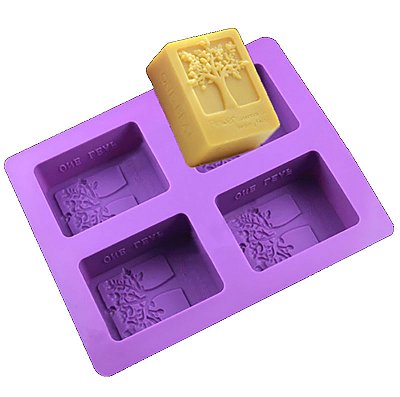 Molde de Silicone Atacado Sabonete Artesanal 4 Cavidades Árvore da Vida S03
