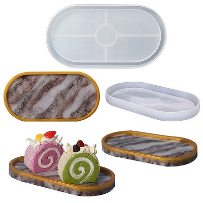 Molde de Silicone Atacado Bandeja Oval Resina Gesso Cimento Decoração
