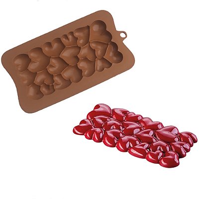 Molde De Silicone Barra De Chocolate Corações Amor Confeitaria
