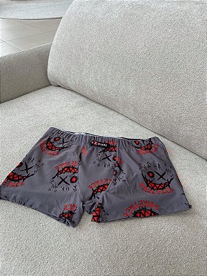 Cueca boxer cinza chumbo estampada